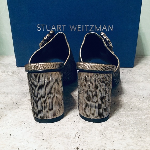 Stuart Weitzman Theone Pleated Lurex Heels 7 - Picture 6 of 8